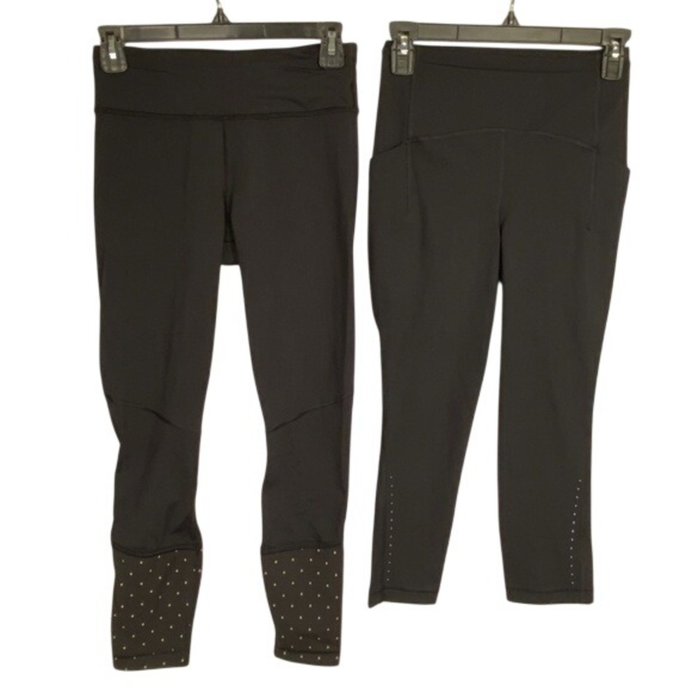 Lululemon Women Running tights Leggings Set of 2 Sz 4 Reflective Inseam: 24 + 20